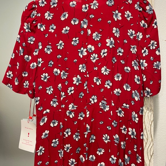 Rouje Gabin Red Floral Midi Wrap Dress - Picture 4 of 5